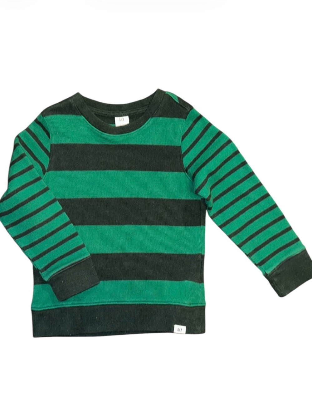 GAP Green & Black Striped Long-Sleeve Tee